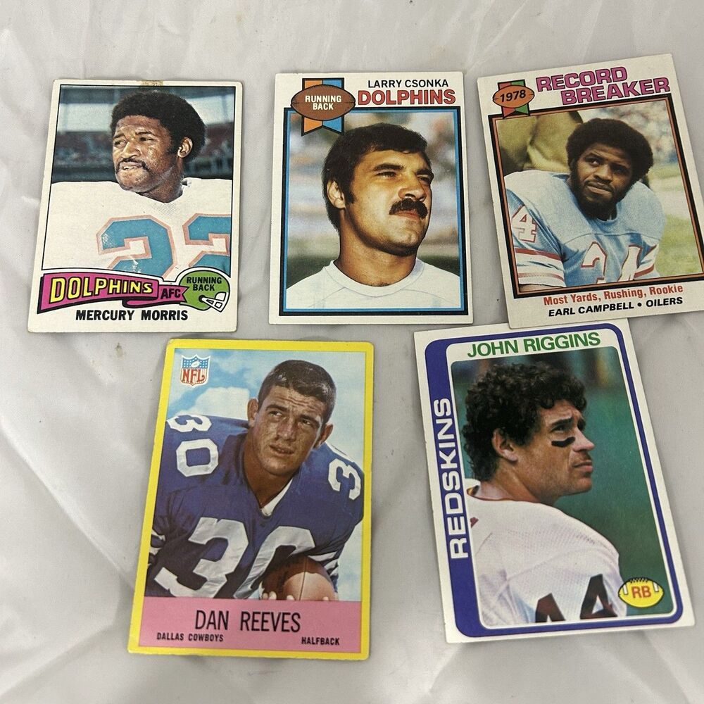 Vintage NFL Football RBs Cards Lot Riggins Csonka Campbell Morris Reeves